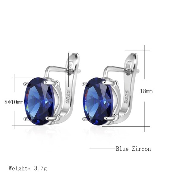 NWOT sterling silver blue zirconium earrings - Picture 3 of 3